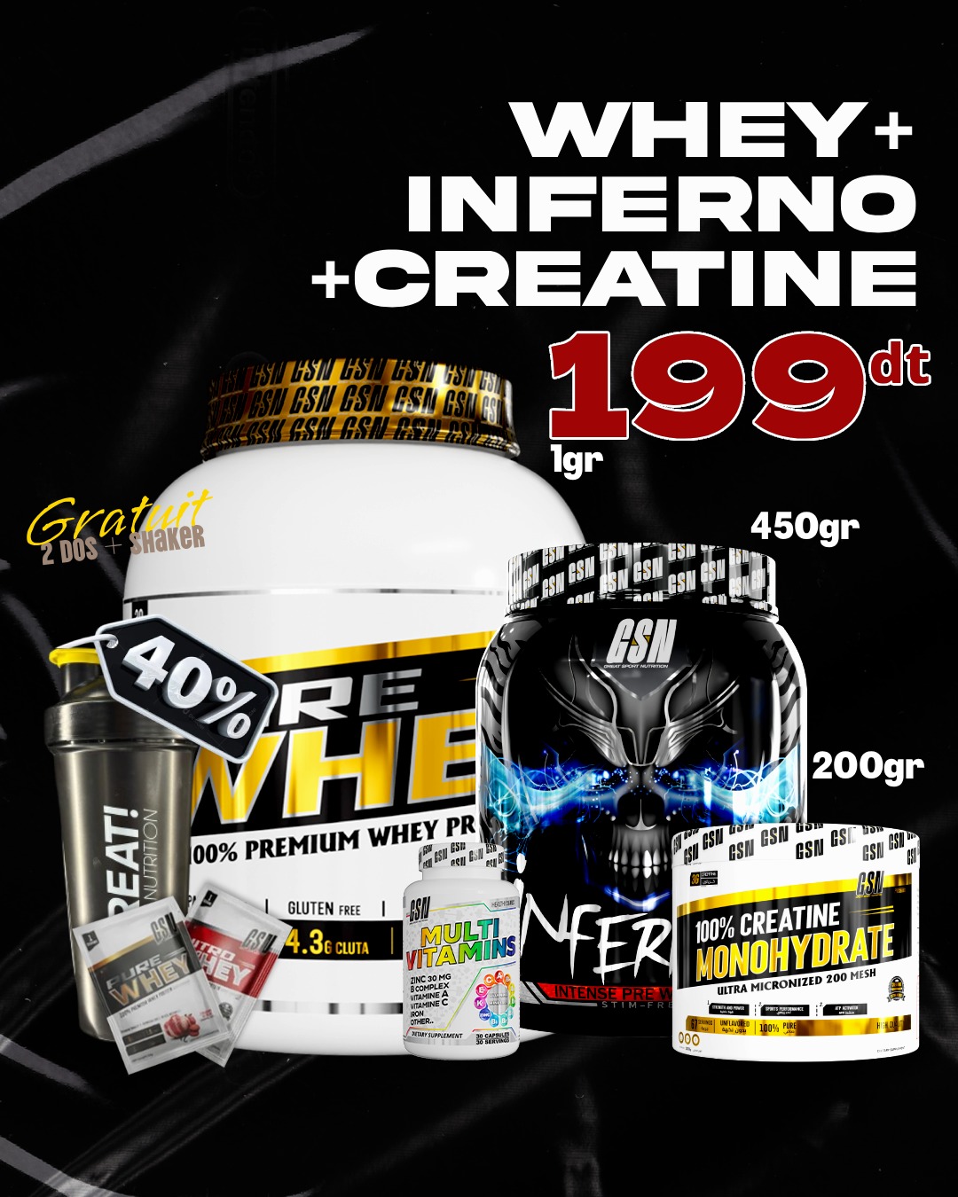 PACK WHEY 1KG+ PREWORK +CREA 200GR